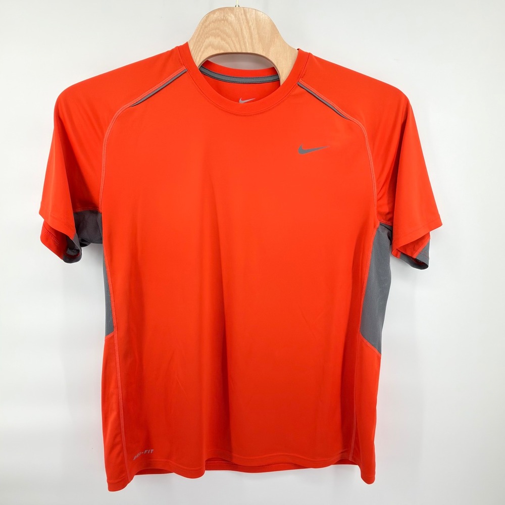 Nike Dri-FIT T-Shirt Mens XL Orange Gray Short Sleeve Athletic Training Tee